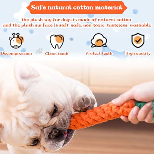 AWYY 2 Stück Karotte Hundespielzeug, Puppy Karotte Seil Spielzeug Geflochtene, Kauspielzeug für Welpen, Hunespielzeug aus Geflochtenem Seil, Hundespielzeug für Kleine Mittelgroße Welpen, Zeaying96