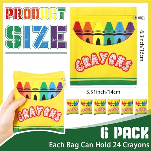 Image of MotiMind 6 Pcs Small Crayon Box Pouch with Zipper Crayon Self Seal Gift Bags Kindergarten Class Storage Organizer Reusable Travel Pencil Case Container for Kids Toddler Back to School Supplies