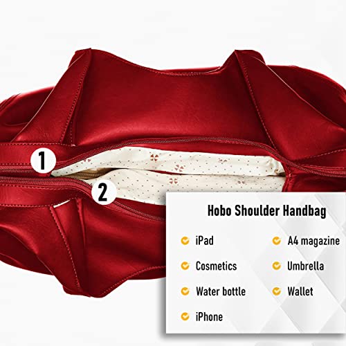 Fostelo Women's Vegan Leather Style Diva Handbags Shoulder Hobo Bag Ladies Purse (Large) (Image - 5)