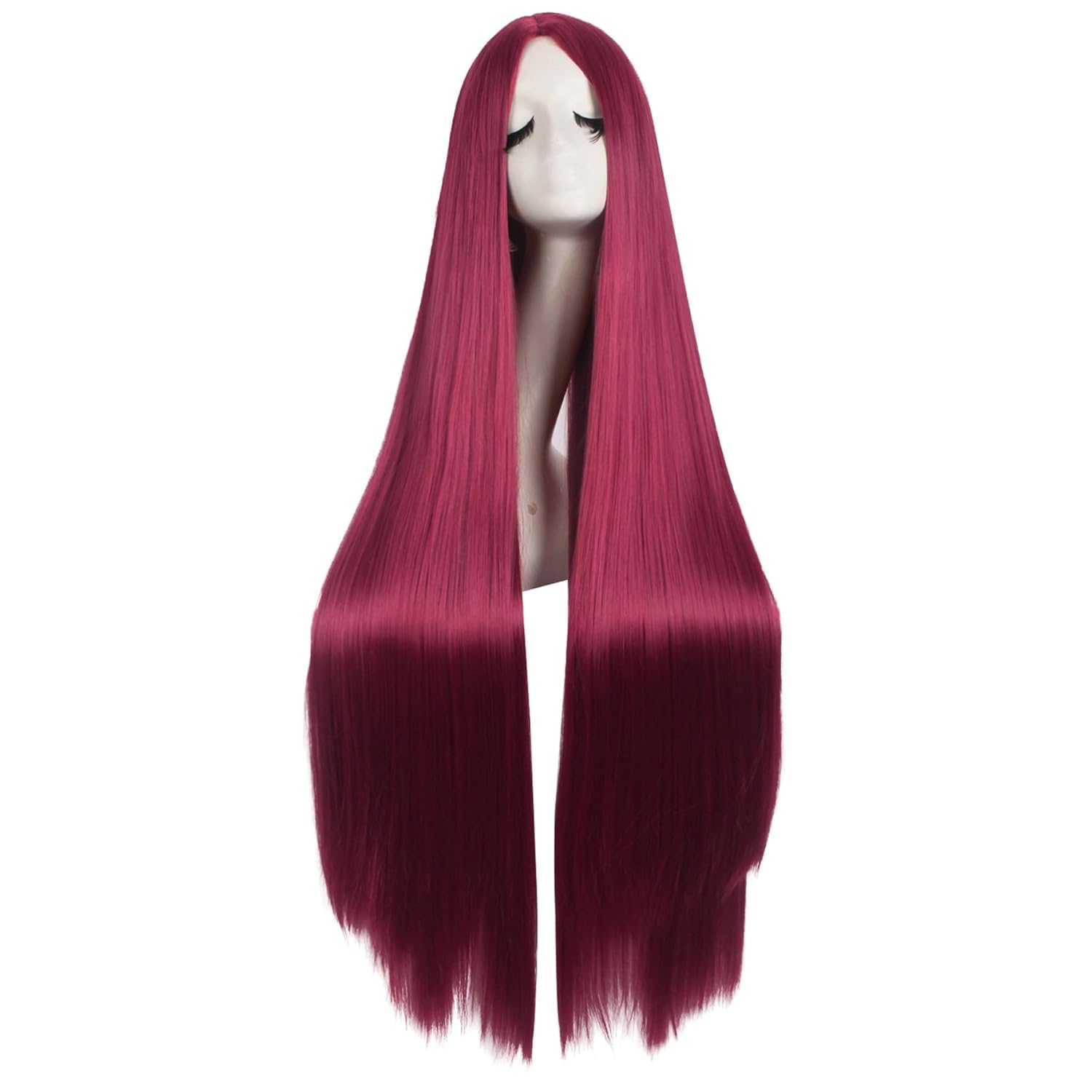Colorfulpanda Long Red Wigs for Women Long Straight Synthetic Hair Wig Middle Part for Party Cosplay Halloween Anime,dark red 80cm 32inch - Image 2