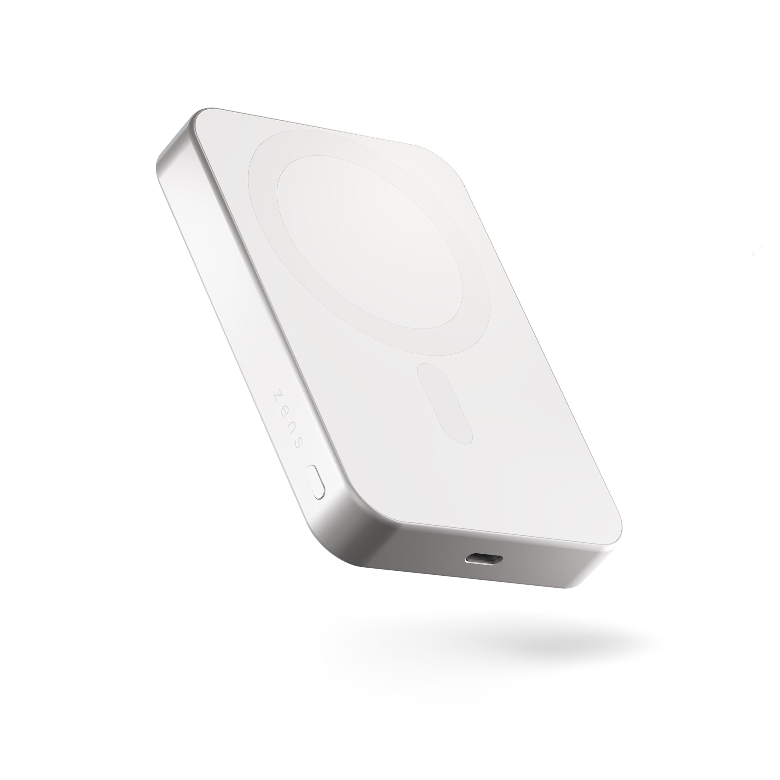 Zens Slim Aluminium Power Bank Qi2 10k mAh, bezprzewodowa ładowarka MagSafe o mocy 15 W do telefonów iPhone Air/17/16/15/14/13/12 i słuchawek AirPods, zawiera 30 cm USB C-C kabel, Biały