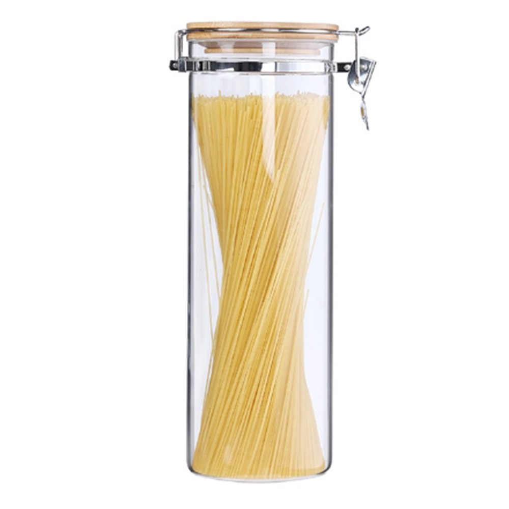 Glass Clear Food Storage Jars Canisters Containers Set with Airtight Locking Clamp Bamboo Lids, Kitchen Preserving Storage Jars - Great Dry Food Pantry Containers-2000ML