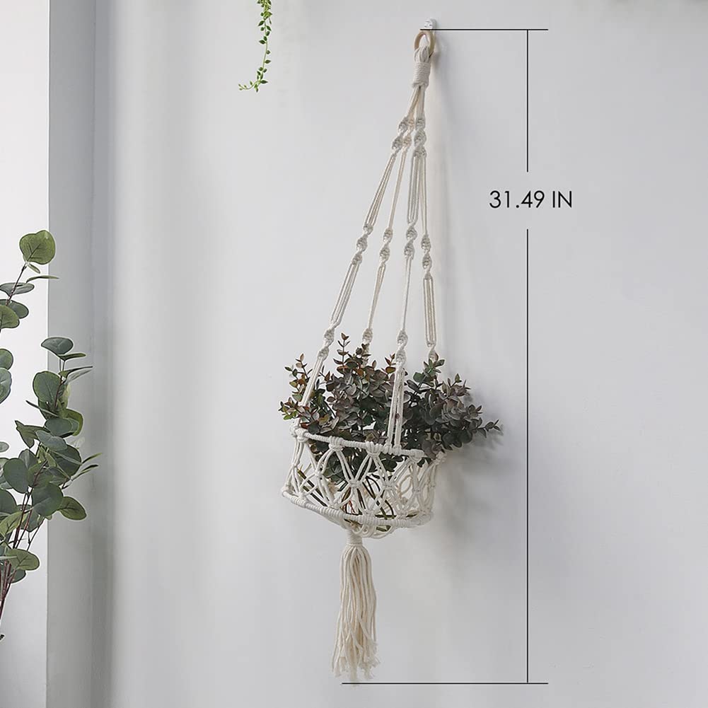 4pcs Handmade Plant Holder Cotton Wall Hanging Planter Baskets Indoor Outdoor Ta