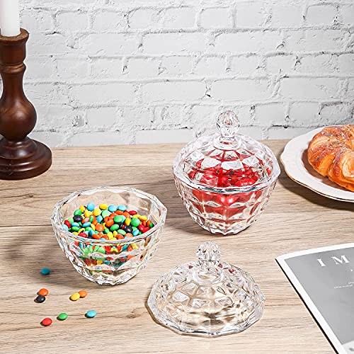 Image of WRINGO Checks Patterned Candy Jar with Lid, Crystal Clear Storage Container for Candy, Cookies, Dry Fruits, Chocolates & Snacks, Decorative Kitchen Storage Jar, (Pack of 1)
