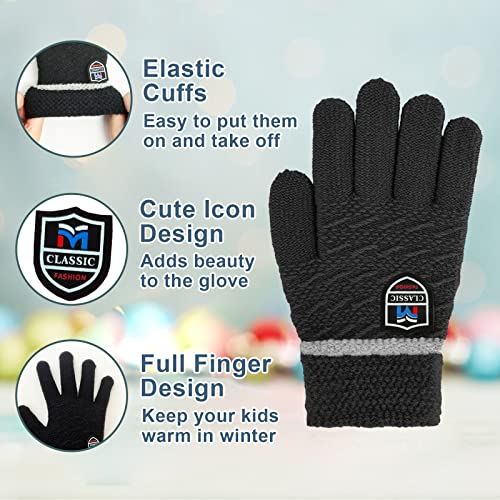 MIG4U 3 Pairs Kids Winter Magic Gloves for Boys and Girls, Warm Knit Children Cold Weather Glove Napping Liner2