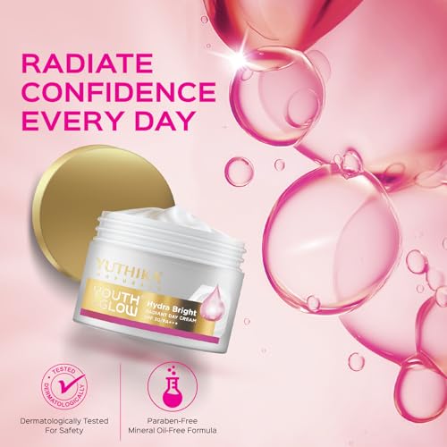 Image of Yuthika Youth & Glow Day Cream for Women SPF30 /PA+++, Oil-Free, Non-Sticky, Reduces Dark Spots, Fine Lines & Wrinkles, Dermatologist Tested for All Skin Types (25g, Pack of 2)