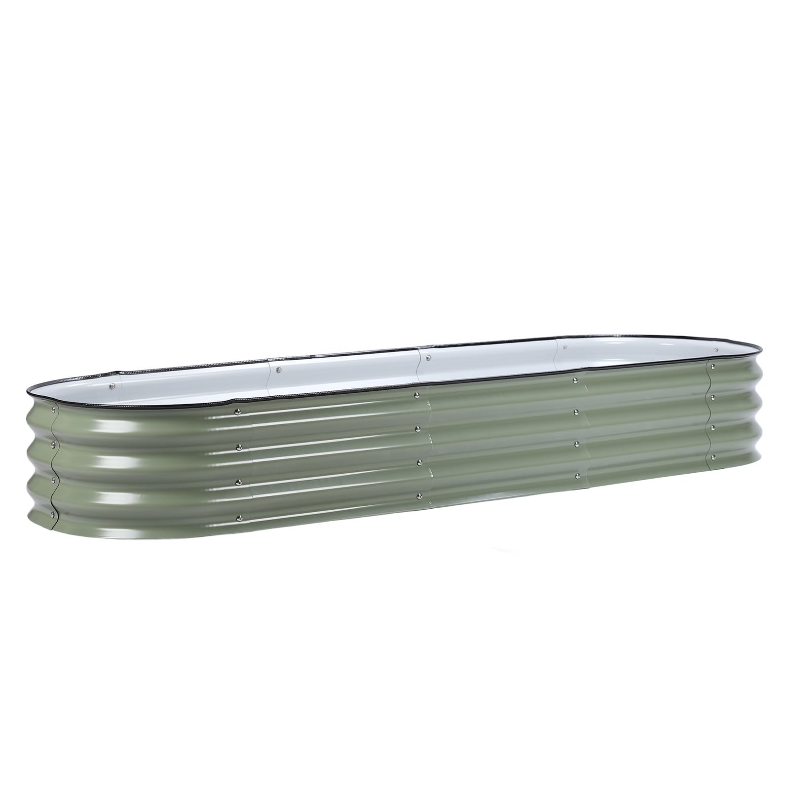 Kit Letto da Giardino Rialzato, Fioriera Rialzata in Metallo Resistente con Bordi Arrotondati Fai da Te Facile da Installare Spessore Maggiore per le Piante (Verde chiaro)