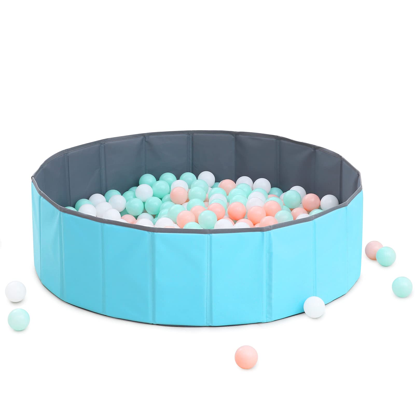 GOGOSO Big Ball Pit Fabric Ball Pool with Storage Bag, No Need Inflate, Baby Toddlers Kids Toy Fence for Beach, Home, Park, Foldable Ball Pit Playpen(Blue)