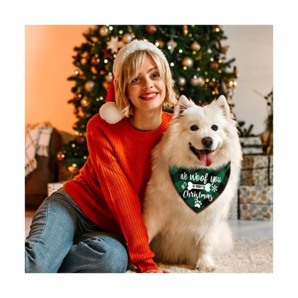 4 pack merry christmas xmas dog bandanas - triangle fall christmas xmas dog bandana classic plaid pet scarf bibs kerchief gift set pet holiday accessories decoration for small to large puppy dogs cats - image 7