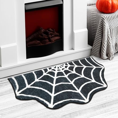kaiolbly Halloween Bath Mat 18x28 Inch Spider Web Bathroom Rug Non Slip