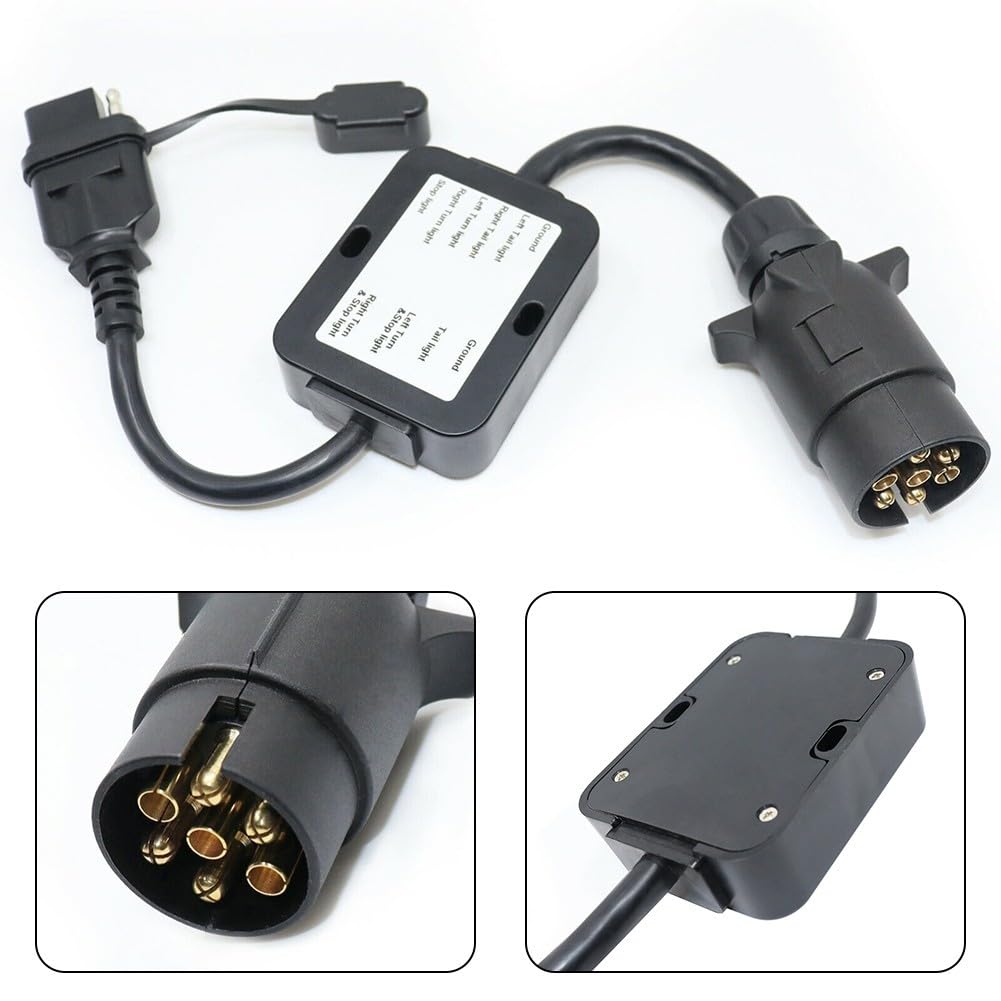 Convertidor de luz para remolque, conector redondo europeo de 7 pines a enchufe plano de 4 vías