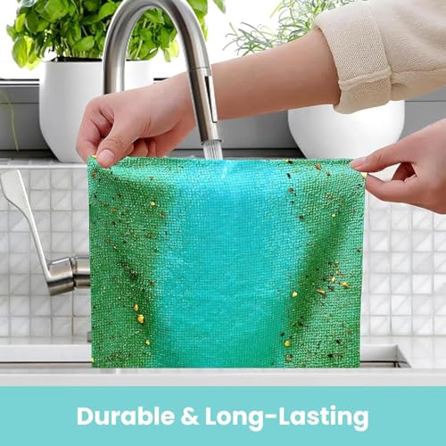 Image of Reusable Magic Cleaning Cloth, Washable Multi-Use Cleaning Wipes for Kitchen, Household,Car & Office,Microfiber Kitchen Paper Towel,Fast-Drying Wipes for Streak-Free Shine Pack of 20 (Set of 1)