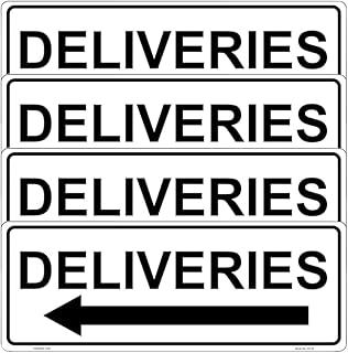 Haobase 4 Pcs Deliveries Sign with Arrow Sticker - 20 cm x 7.5 cm - Self Adhesive Vinyl (Left)