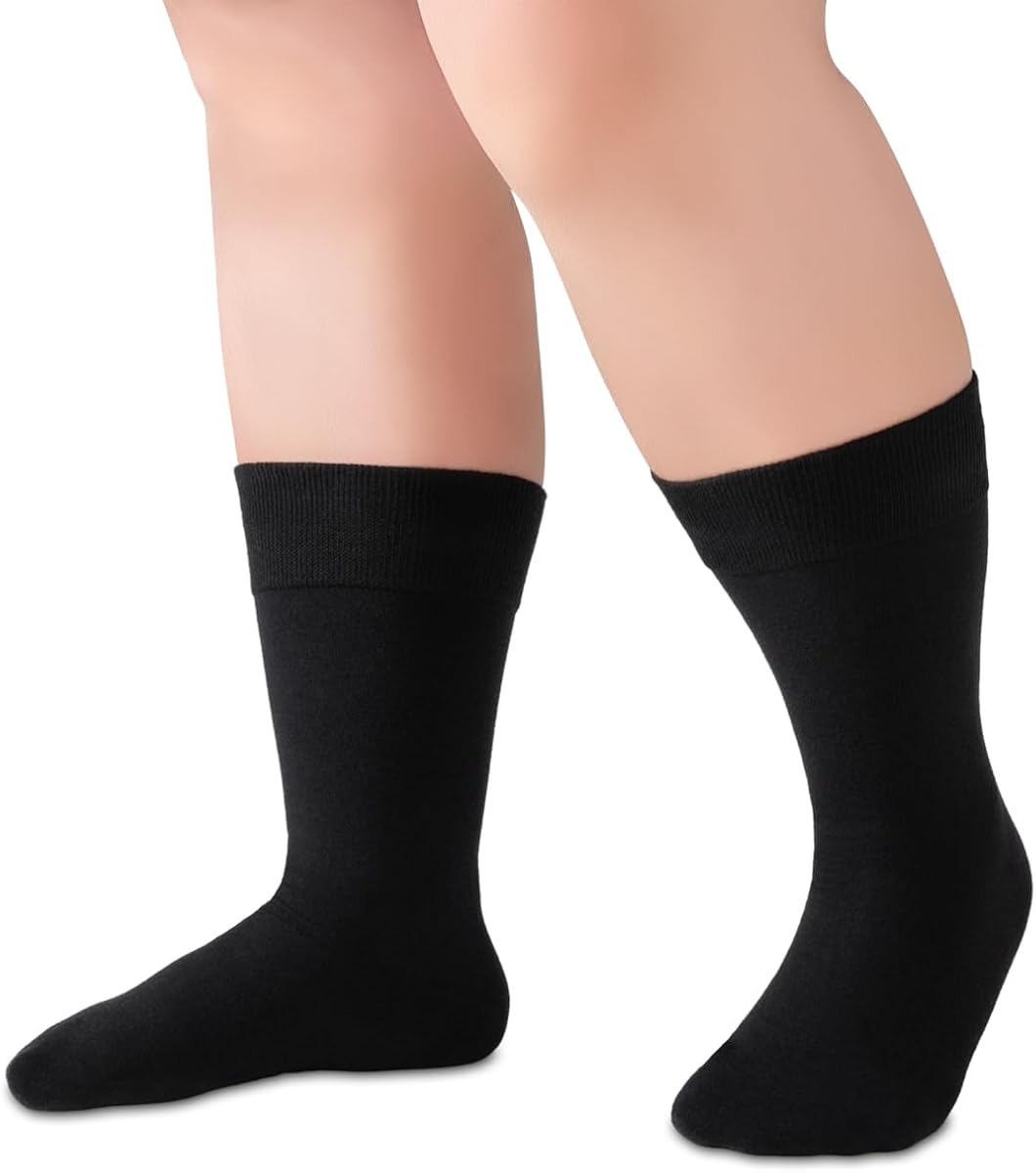 LIXIA Extra Wide Merino Wool Socks for Swollen Feet,Men's Women's Super Stretchy Loose No Compression for Circulation