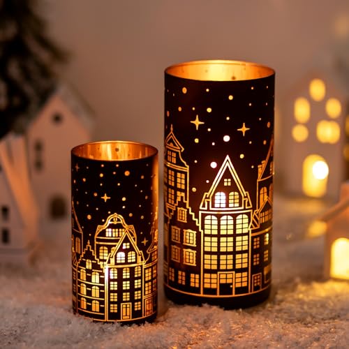 Glasseam Lichthaus Windlicht Weihnachten Weihnachtsdeko: 2er Set...