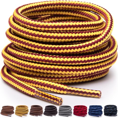 Miscly Cordones Redondos para Botas - Resistentes y Duraderos, Cordones para Botas de Trabajo y Calzado de Senderismo (Amarillo/Marrón, 114 cm)