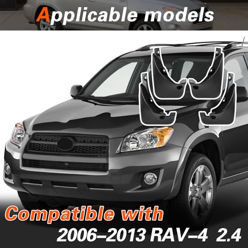 Image of 2007 RAV-4 Mud Flaps Mud Guards Compatible with Toyota RAV-4 2.4 2006-2013 Splash Guard No Drilling Required All Weather Mudflaps(Set of 4)
