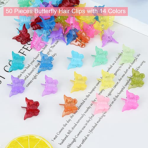 Eaone Butterfly Pastel Mini Cute Clips Hair Accessories For 90S Girls Women With Box Package, Glossy Jelly Colors,50 Pieces #TOP2