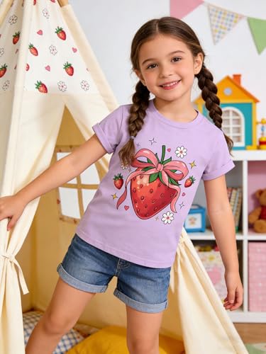 Image of Funnycokid Little Girls T Shirt for Toddler 3-7 Years Kids Tee Graphic Short Sleeve Clothes Tops