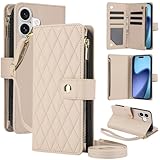 TOO&SOO 対応 iPhone 17 ケース 手帳型 いphone17 ケース 手帳型 アイフォン17 携帯カバー ショルダー 肩掛け 斜め掛け 刺繍 あいほん17 手帳型ケース あいふぉん17ケース 肩縄付き 調節可能な 斜めかけ ストラップ付き 女性 アイホン17 カバー 持ちやすく、片付けやすい 小銭入れ カード収納 スタンド機能 アプリコット