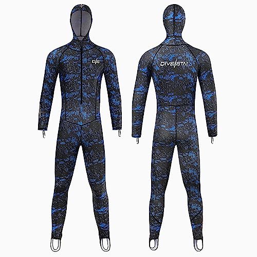 0.5MM Men's Women's Full Body Wetsuit, Ultra Stretch One Piece Diving Wet Suits with Front Zip Hooded for Snorkeling Surfing Canoeing Scuba,Men,XL
