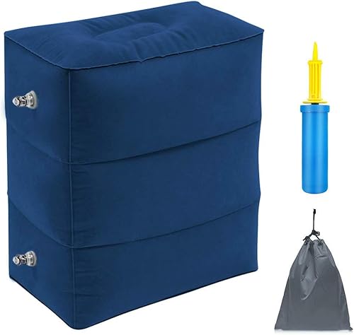 ZIQIAN Almohada inflable de viaje con reposapiés, portátil, ajustable, de tres capas, para aviones, automóviles, hogar, trenes, oficina para