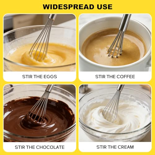 Image of NileHome Mini Whisks Stainless Steel Whisk 11 inch Kitchen Small Wisk Balloon Wire Tiny Whisks for Cooking, Whisking, Blending, Beating, Stirring