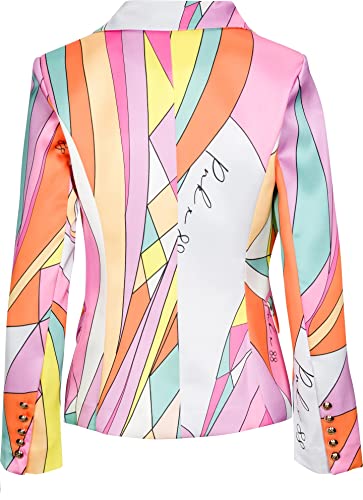 Womens Casual Blazer Jacket Pockets Long Sleeve Button Front Multicolor Blazer with Notched Lapel2