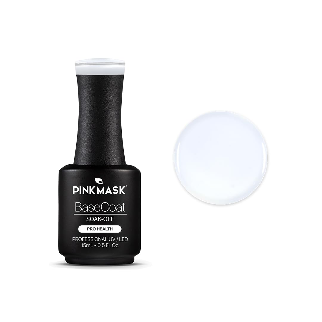 PINK MASK - Gel Color Rubber Base Coat Milky, Gel Nail Polish 15mL/ 0.5 oz, Soak-Off Professional UV/LED, Builder Overlay Base