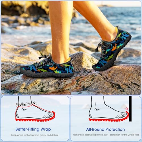 Image of Built-in Heel Grips Water Shoes for Kids Girls Boys Hiking Wide Barefoot Swim Beach Pool Big Kid