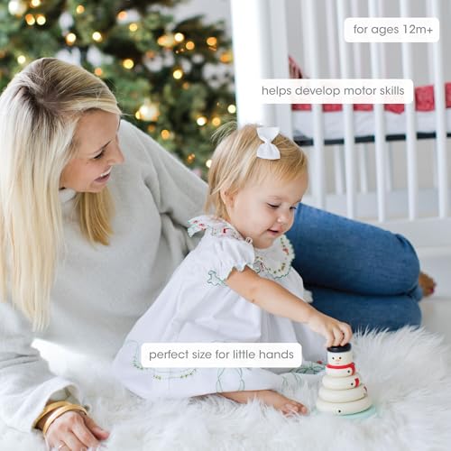 Image of Pearhead Christmas Snowman Stacking Toy Set, Holiday Toys for Toddlers
