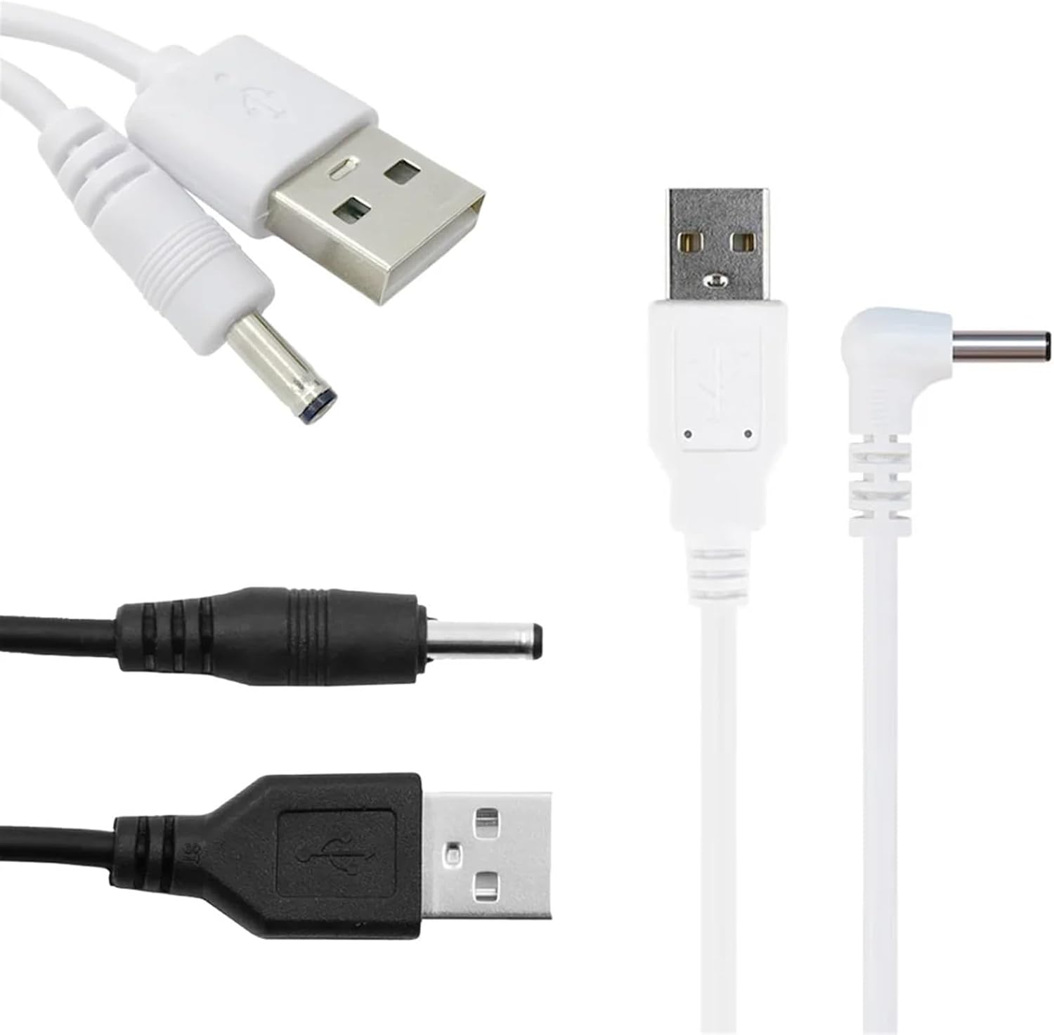 1Pcs 5V DC Power Supply USB Charge Cable Connector USB Male to 3.5 * 1.35mm DC Charging Cord Adapter(White Elbow,1M)