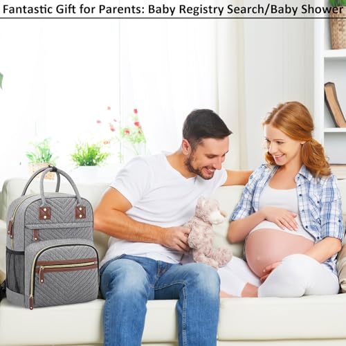 Image of Tenot Diaper Bag Backpack Tote with Insulated Pockets for Men Baby Boys Girls Newborn Unisex Tactical Large Capacity, Multifunctional Waterproof Grey