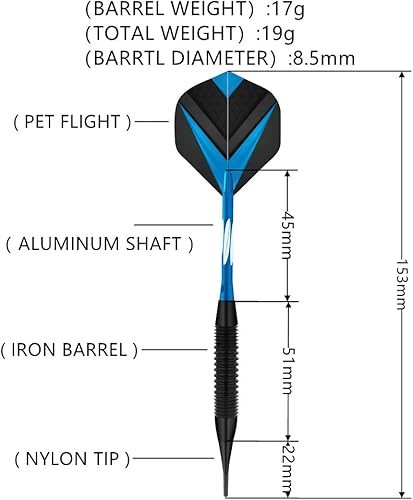 Miniatura 5 de Exquisitos juegos de dardos de punta suave de 0.91 onzas, 6 dardos por juego, vienen con 30 puntas de dardos adicionales, 10 juntas tóricas, 6