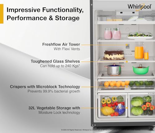 Image of Whirlpool 411L 2 Star IntelliFresh Convertible Inverter Frost Free Double Door Refrigerator (IF INV CNV 455 GRAVITY BLACK(2S)-Y, 2026 Model)
