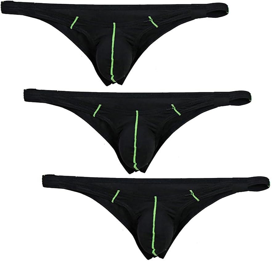 COMLIFE Men's Ice Silk Low Rise Thong Briefs Underwear Half Back Coverage Panties
