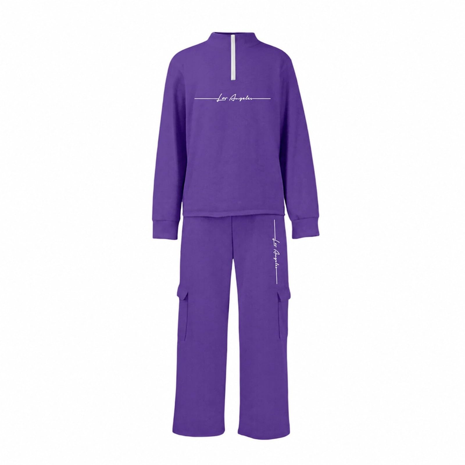 Tuta da jogging da uomo, lunga, baggy, set da 2 pezzi, con felpa e pantaloni cargo, con stampa, alla moda, casual, casual, per il tempo libero, per l'autunno