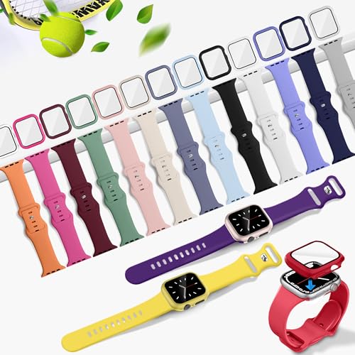 16 Pack Sport Band Compatible with Apple Watch Bands 40mm 41mm 42mm 44mm 45mm 46mm for Women Men, Silicone Strap with Screen Protector Bumper Case&Storage Organizer for iWatch Series 10 9 8 7 6 5 4 SE - Image 3