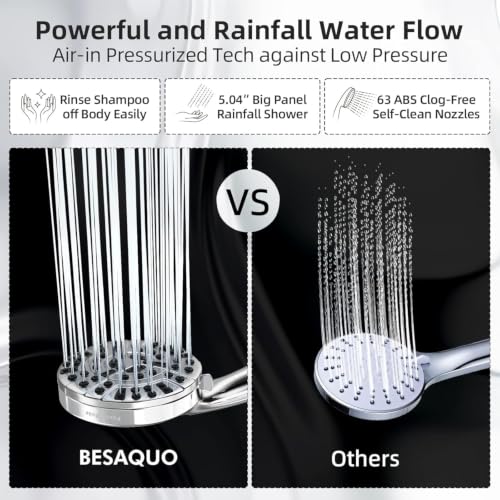 Image of BESAQUO 9 Settings High Pressure Handheld shower head with Power Wash
