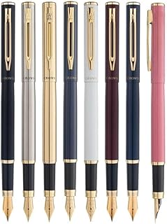 CROWN Caneta Tinteiro Capricci Cores Luxo Presente + Estojo Conversor Tinta e Capa de Veludo (Branco)