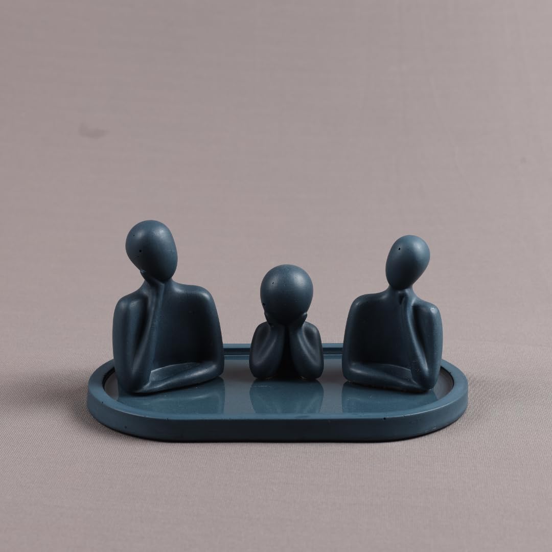 Correa Studios La Familia – Family Sculpture Showpiece | Elegant Home Decor for Living Room, Bedroom & Hall | Unique Gift for Housewarming & Special Occasions (Teal)