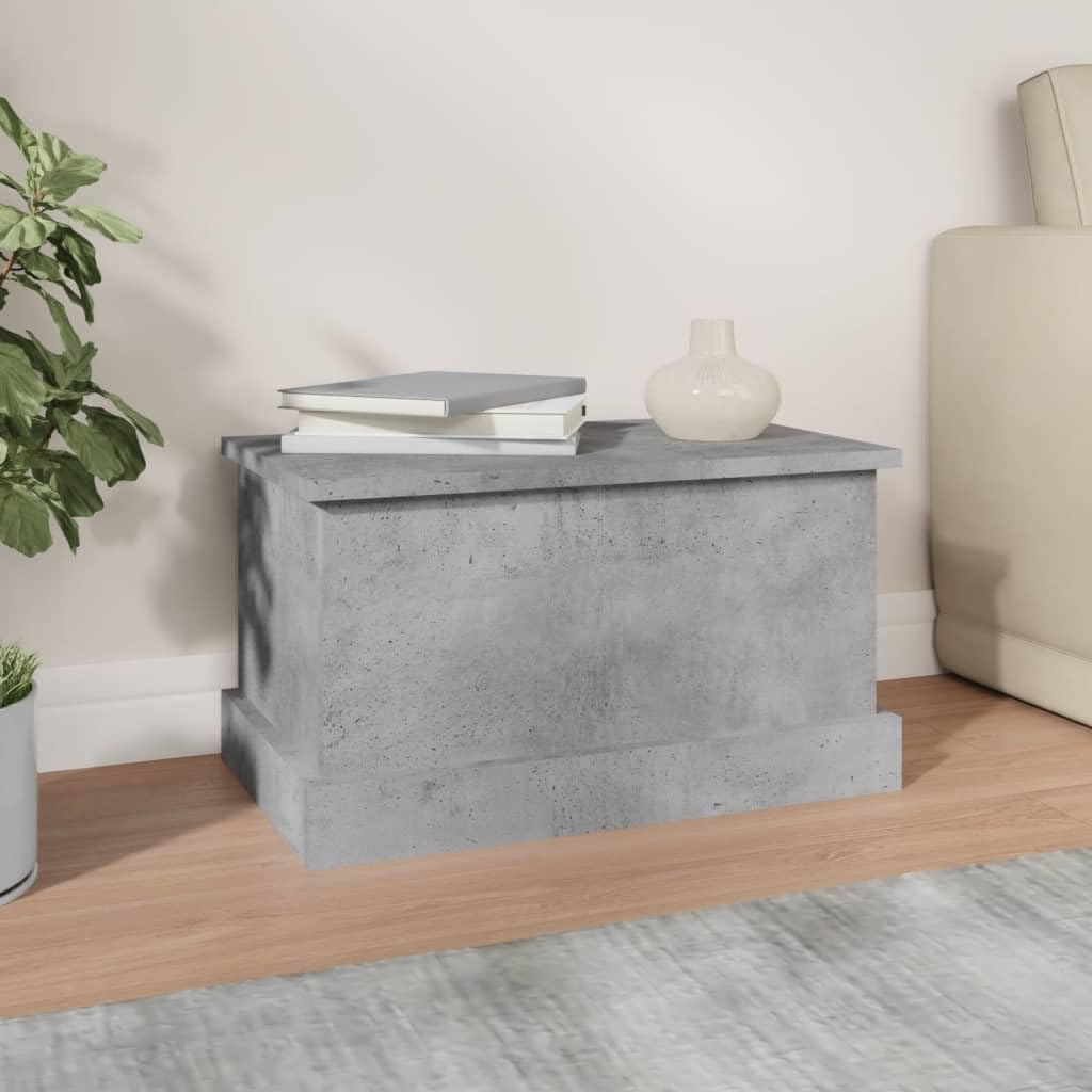 Baule grigio cemento in legno 50 x 30 x 28 cm con coperchio, contenitore e sedile, ideale come contenitore per giocattoli, portabiancheria, cassapanca organizer per corridoio, soggiorno