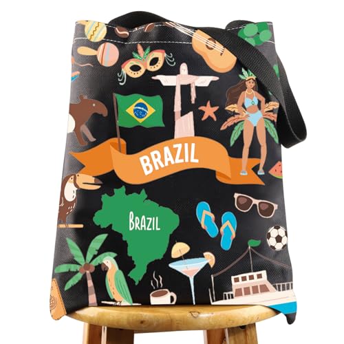 WZMPA Bolsa de viagem para o Brasil - Bolsa de ombro para presente turístico estilo brasileiro, Brazil Bl Tg, Custom