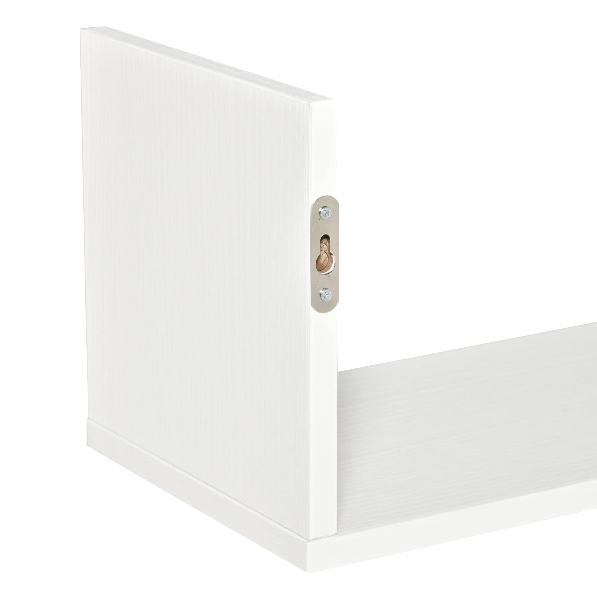 HOMCOM Set 3 Mensole da Parete Portaoggetti in Legno 80x18x18 cm Bianco | Mensole da Muro, per Soggiorno, Cucina e Cameretta