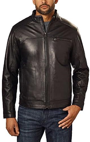 Boston Harbour Mens Leather Jacket, Black XXL