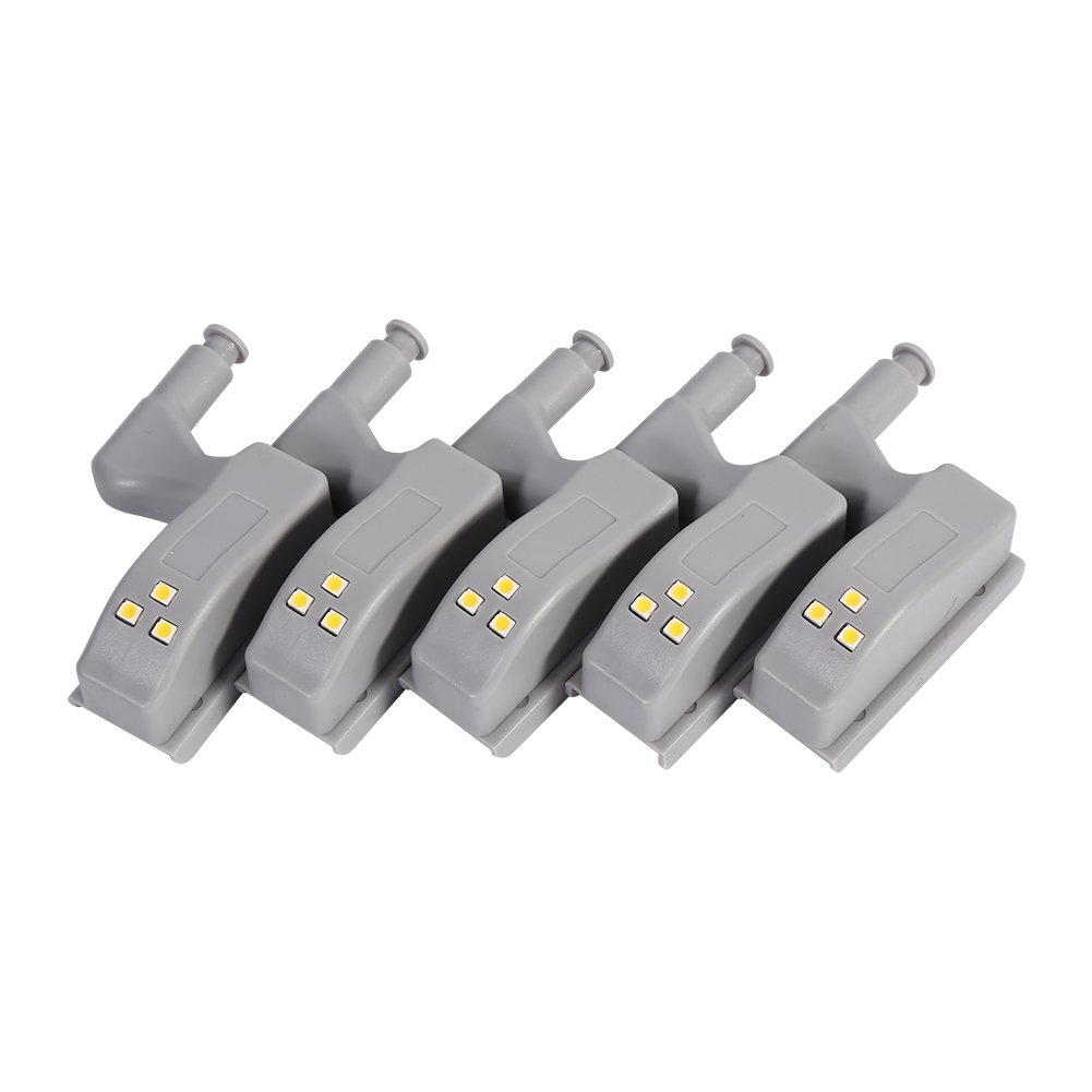 10Pcs Universal Cabinet Cupboard Hinge LED Light for Kitchen Living Room Bedroom Closet Wardrobe Night Lights (Warm White)