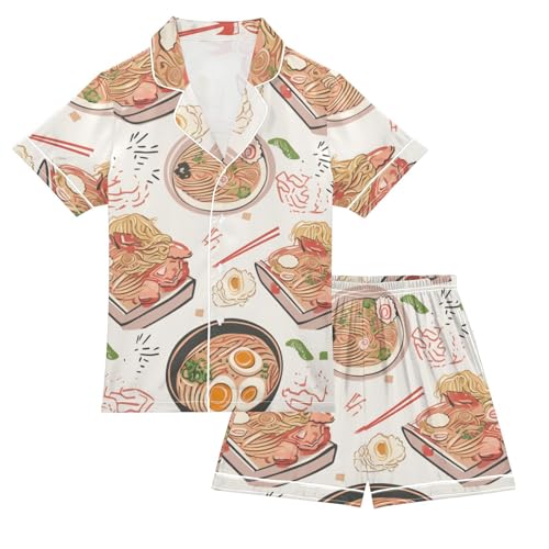 Ollabaky Satin Pajama Set Silky 2 Piece Pjs Set Sleepwear Pajamas Short Sleeve Top with Bottom