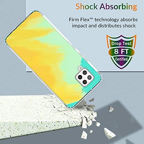 Case for Samsung Galaxy A42 5G with Screen Protector, Watercolor Design Full Body Shockproof Protection Hybrid Hard Plastic Soft Silicone Drop Protective Phone Case for Galaxy A42 5G, Yellow/Green