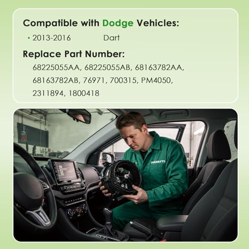Image of AC Heater Blower Motor Assembly - Compatible with Dodge Dart Sedan 2013 2014 2015 2016 - Replace# 68225055AA 700315