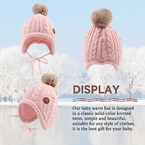 Zsedrut Winter Kids Beanie Infant Toddler Boys Girls Hat Cable Knitted Pompom Beanies Children with Fleece Lined3